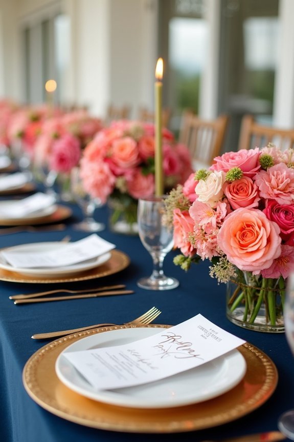 coral navy gold elegance