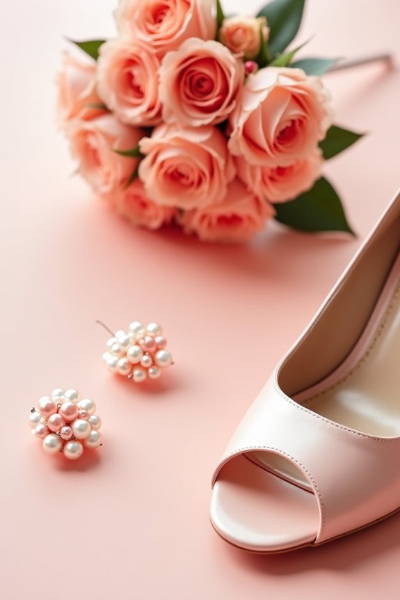 coral themed bridal accessories