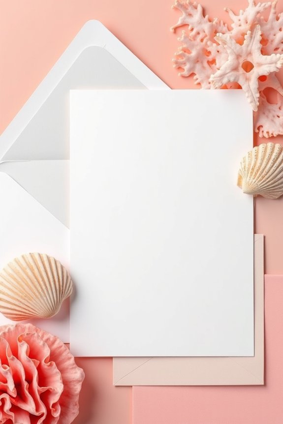 coral themed elegant stationery design