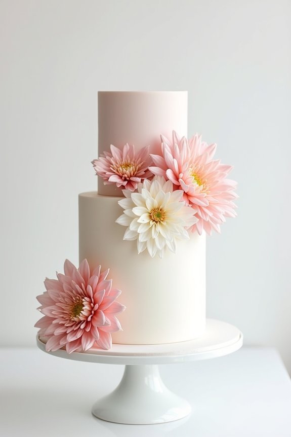 dahlias enhance wedding cakes