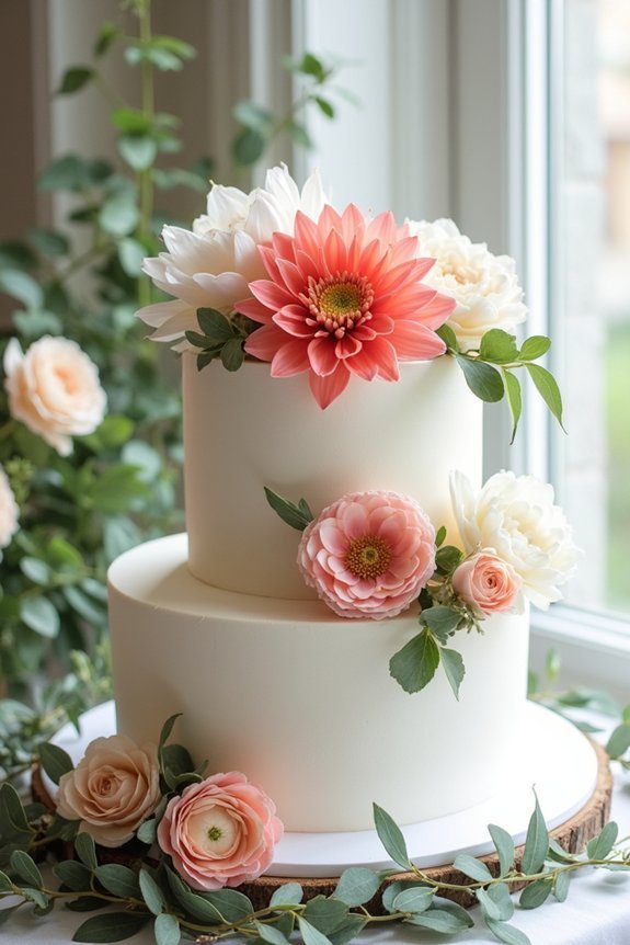 dahlias with soft greenery