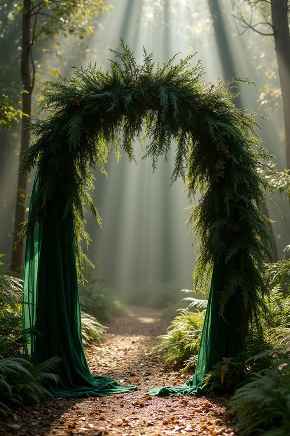 deep green ceremony backdrop