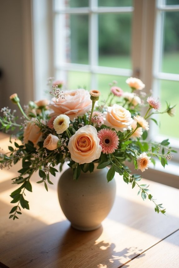 diy peach floral arrangements