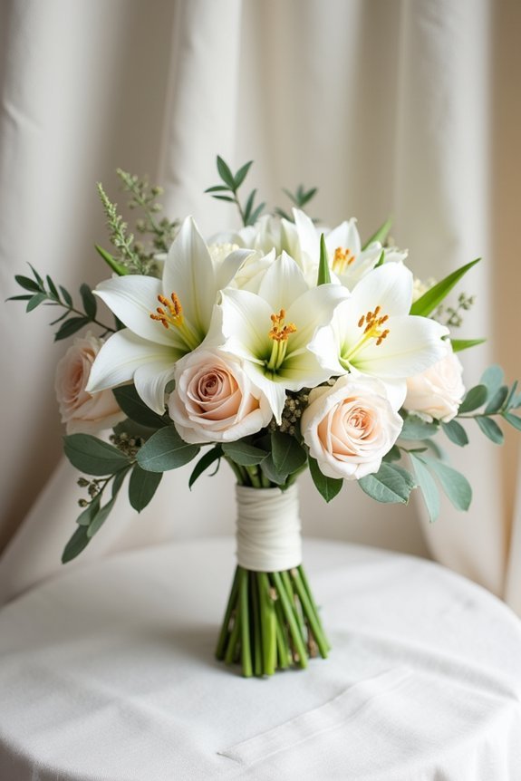 dramatic lilies soft garden roses