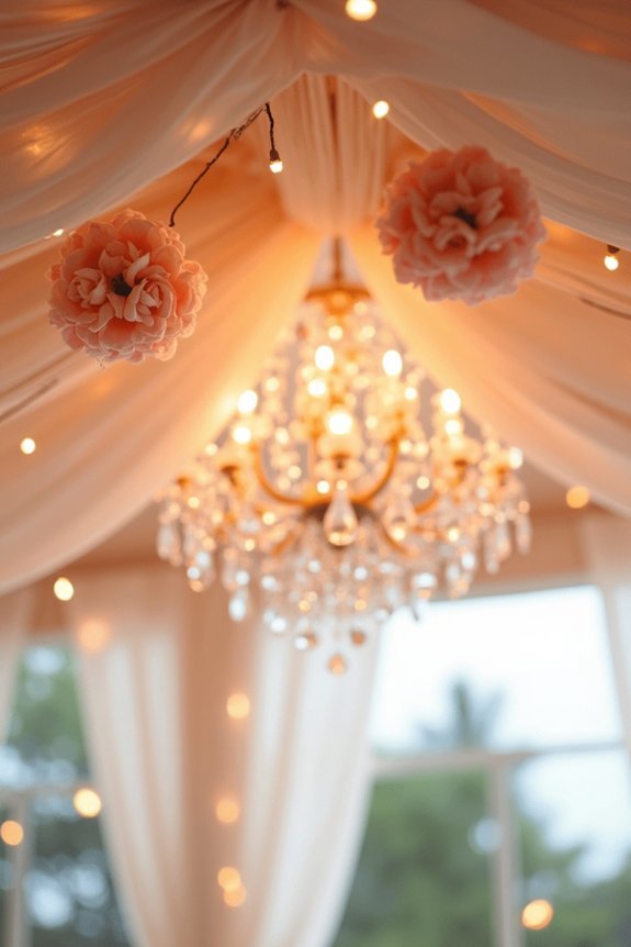 dramatic overhead peach decor