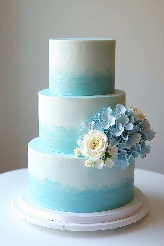 dusty blue floral cake