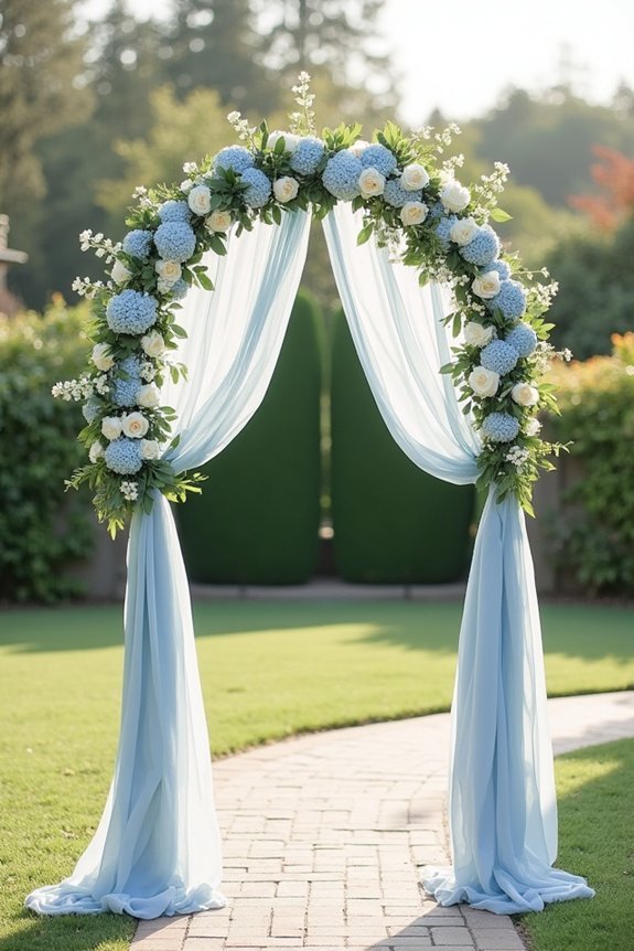 dusty blue wedding arches