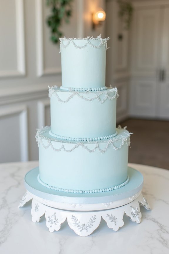dusty blue wedding cake costs