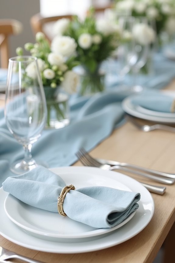 dusty blue wedding linens