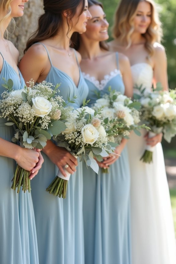 dusty blue wedding party attire