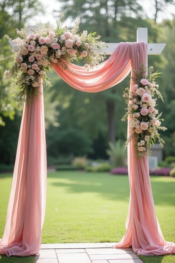 dusty rose enhances wedding arches