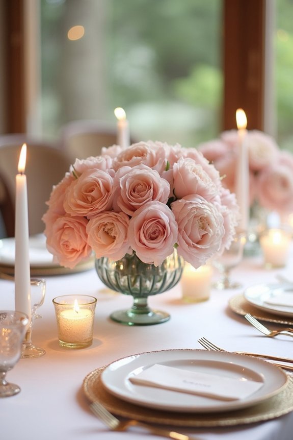dusty rose floral centerpiece arrangement