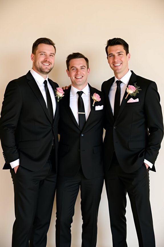 dusty rose groomsmen accents