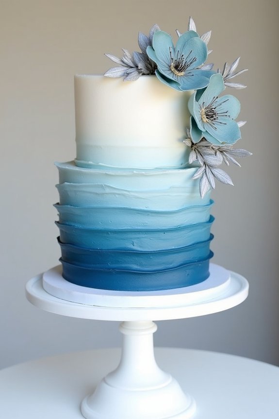 elegant blue ombre cake