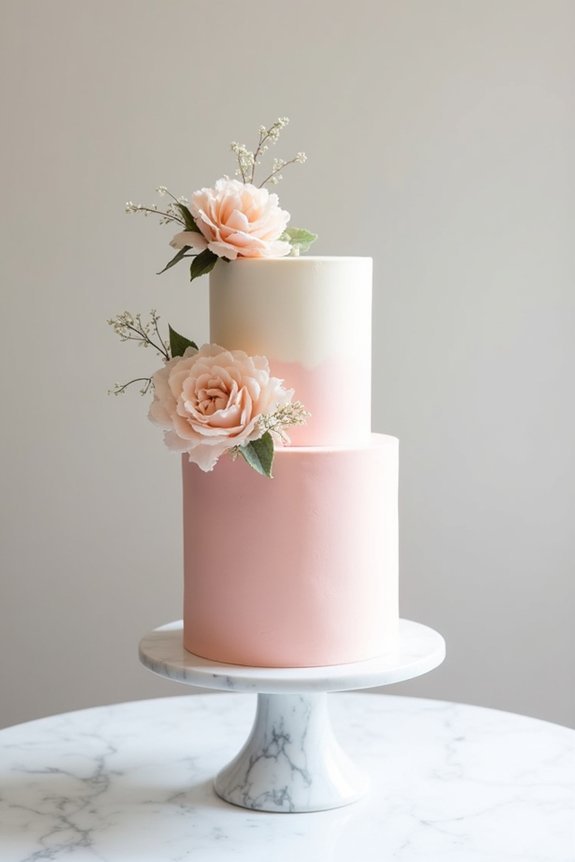 elegant blush cake styling