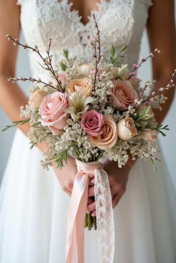 elegant bouquet stem wrapping