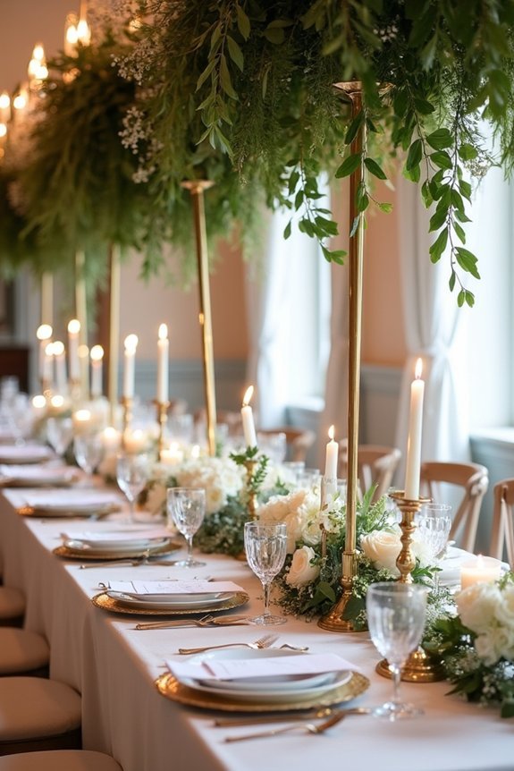 elegant candelabras with greenery