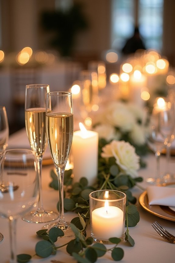 elegant candlelit champagne cluster