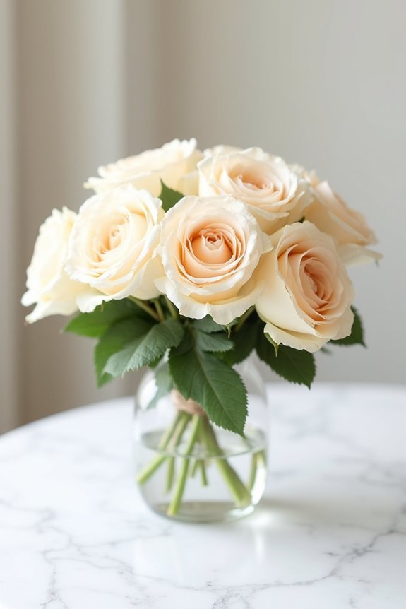 elegant champagne garden roses