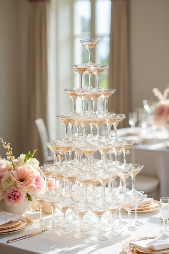 elegant champagne tower display