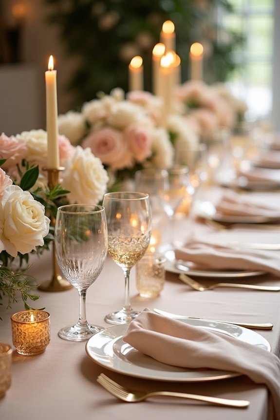 elegant champagne wedding details