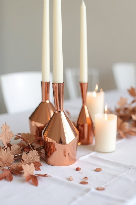 elegant copper candle centerpieces