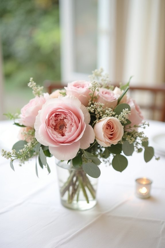 elegant dusty rose centerpieces