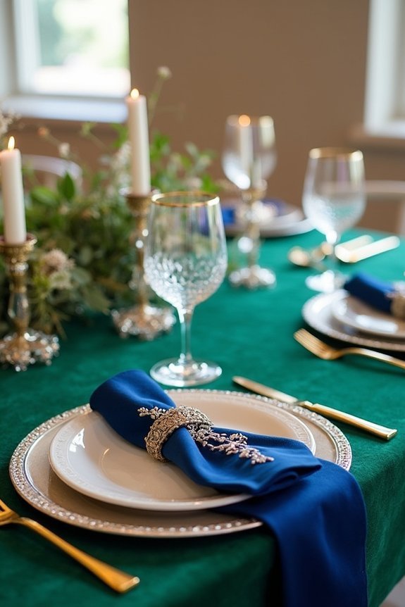 elegant emerald and metallics