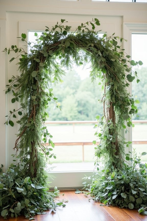 elegant foliage wedding arch