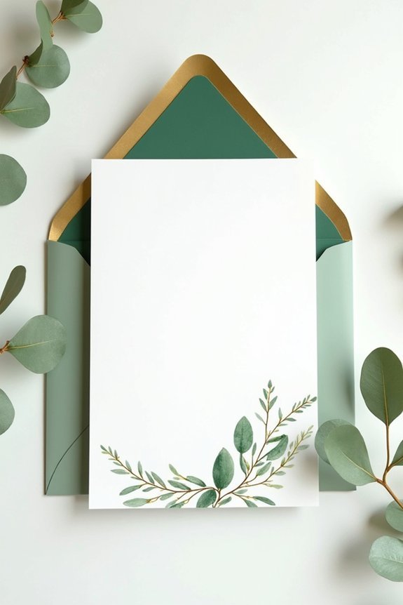 elegant forest green stationery