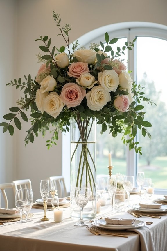elegant garden rose centerpieces