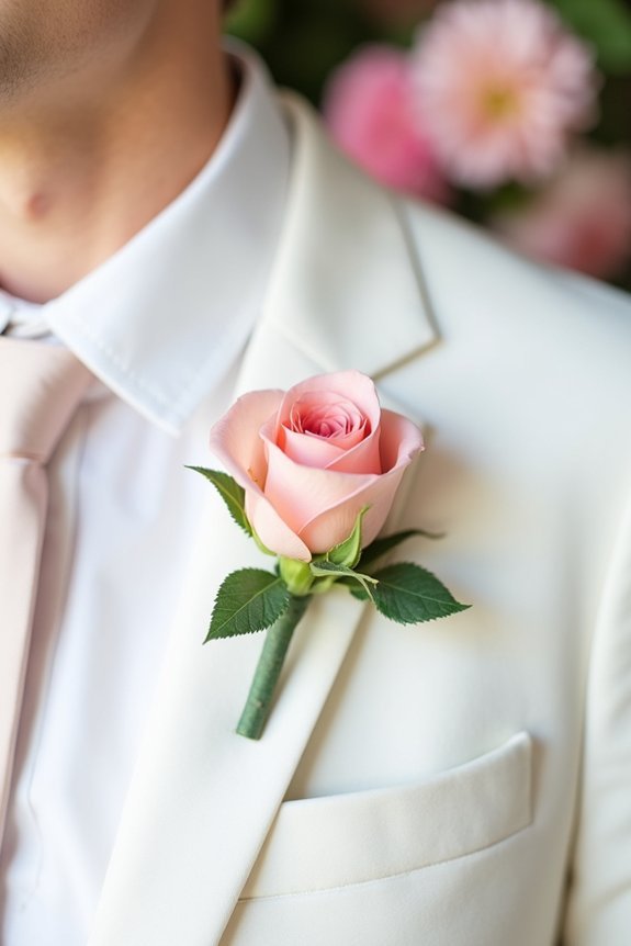elegant garden roses boutonniere