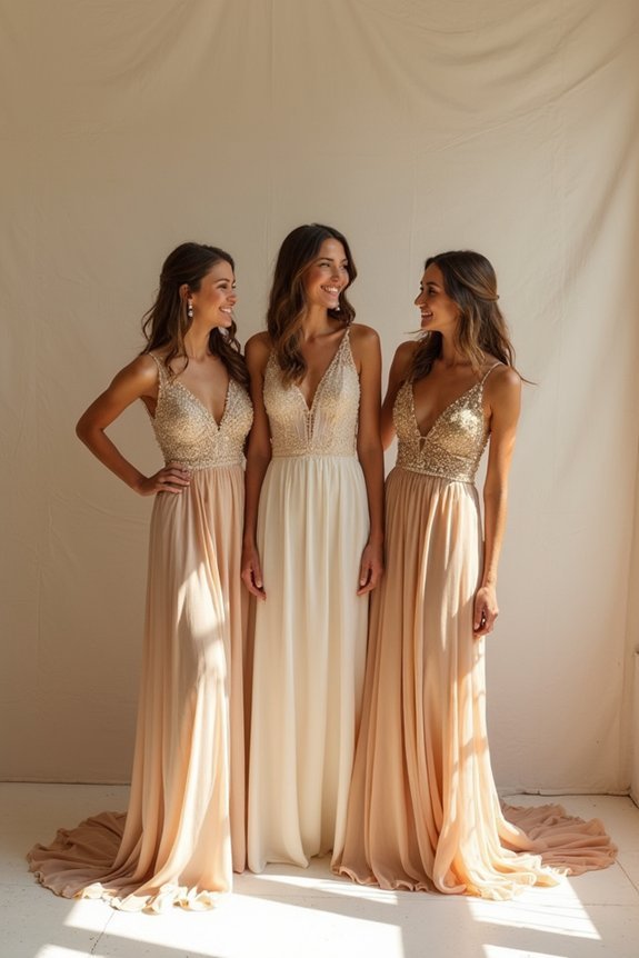 elegant gold bridesmaid dresses