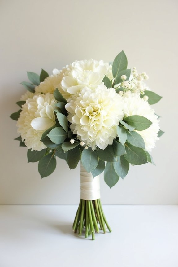 elegant green and white bouquets
