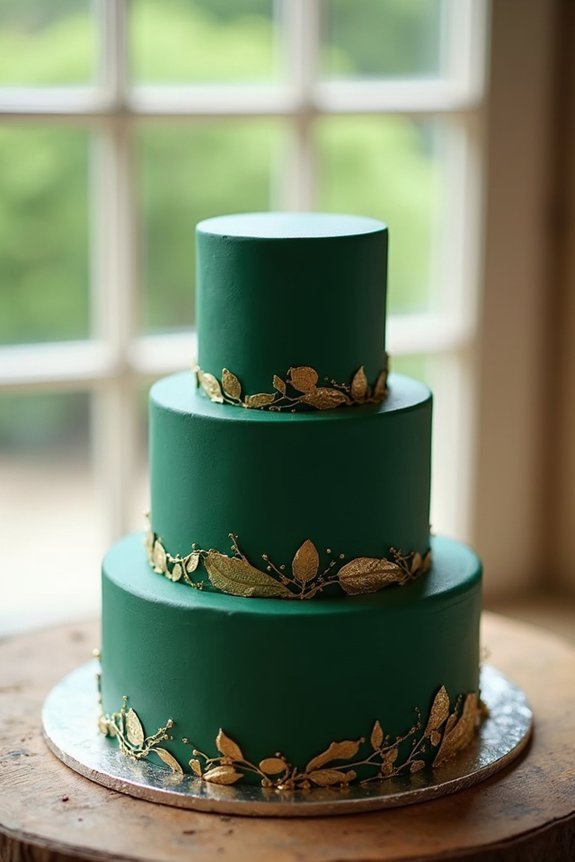 elegant green gold cake