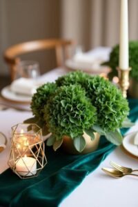 elegant hunter green centerpieces