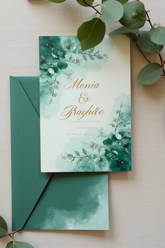 elegant hunter green stationery