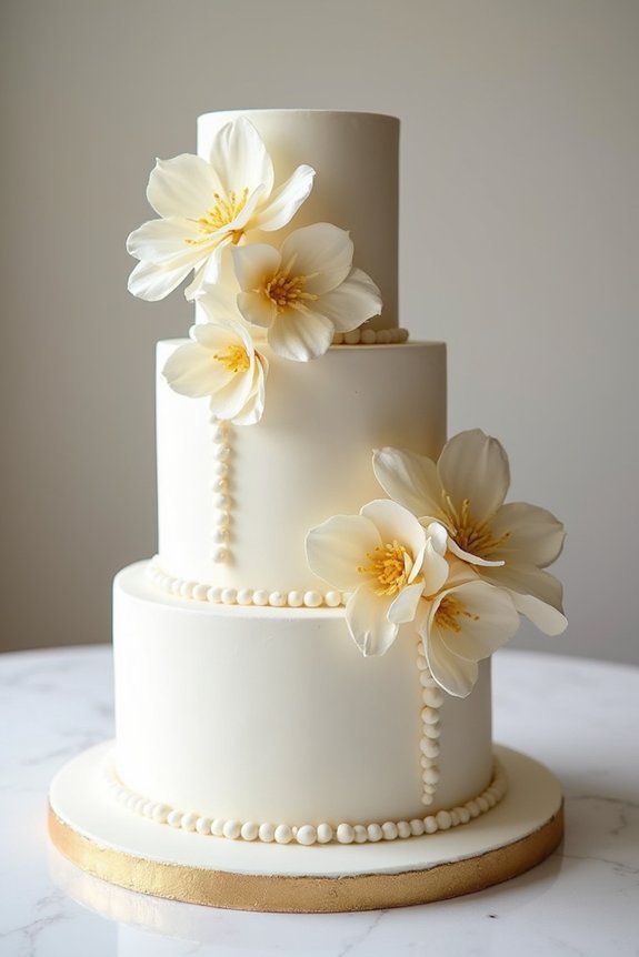 elegant ivory wedding cakes