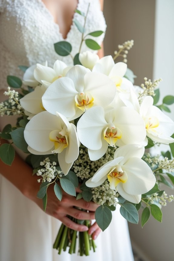 elegant orchids with greenery