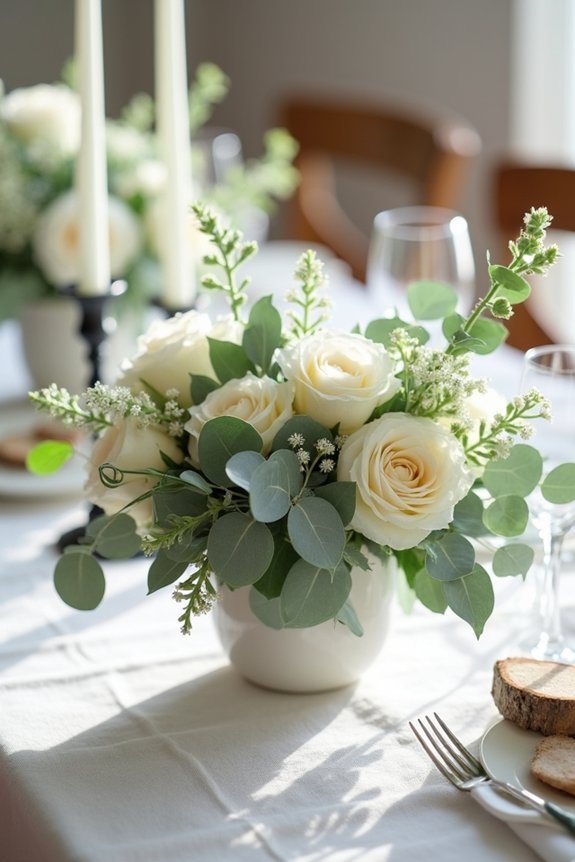 elegant sage green centerpieces