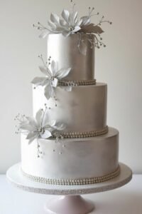 elegant silver wedding cakes
