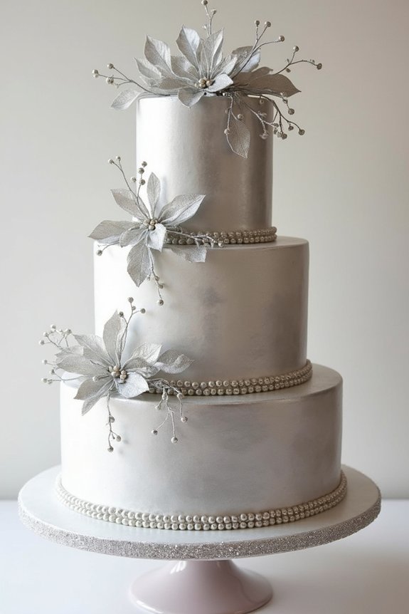 elegant silver wedding cakes