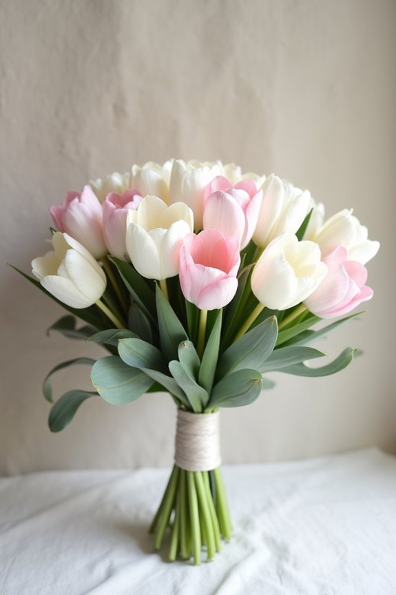 elegant tulips with greenery