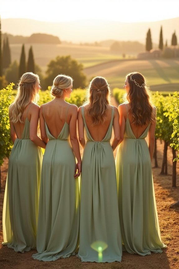 elegant tuscan bridesmaid dresses