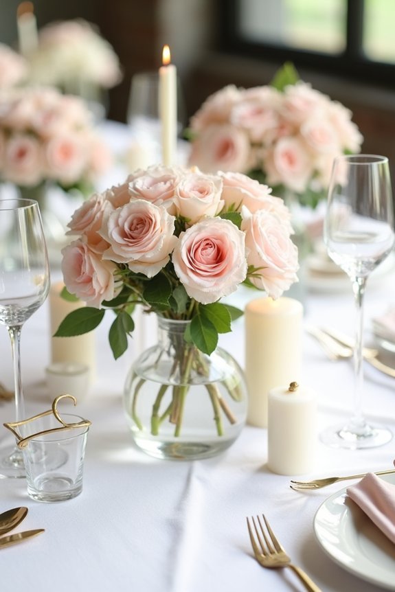 elegant understated blush centerpieces