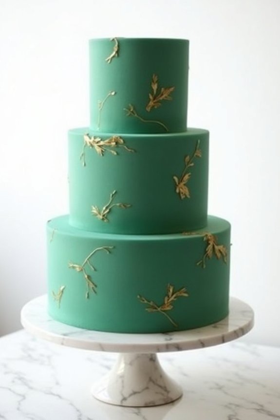 emerald cake with gold accents