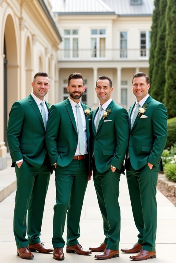 emerald green groomsmen attire