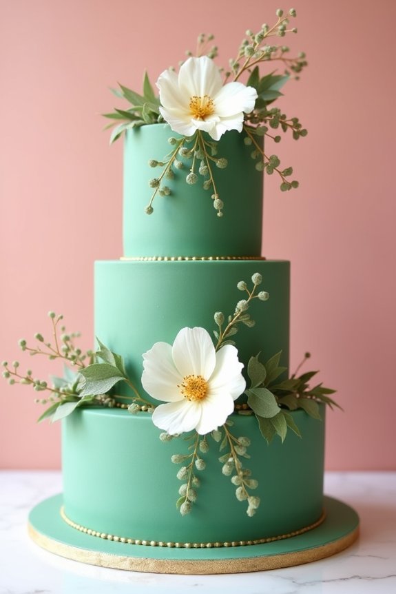 emerald green wedding cake