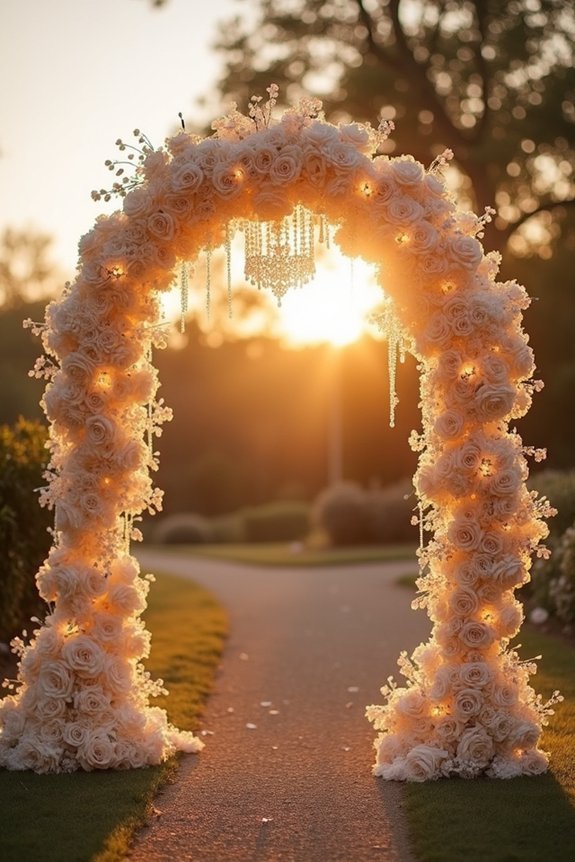 enchanting champagne arch lighting