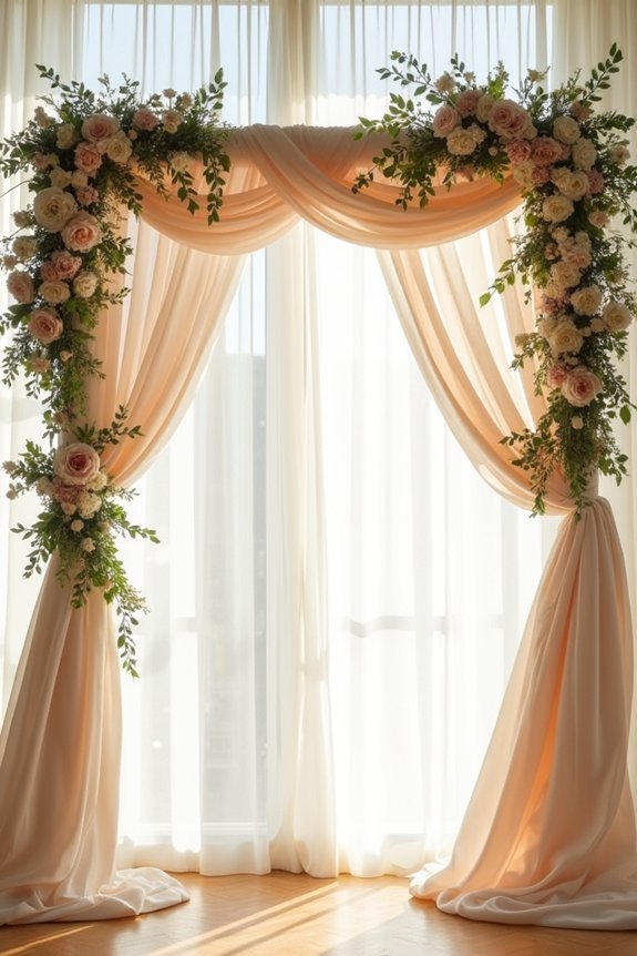 ethereal fabric arch draping